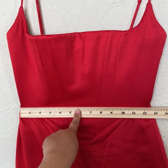 HOUSE OF CB 'Olivette' Red Rose Satin Corset Maxi Dress NWOT size S - Picture 7 of 12